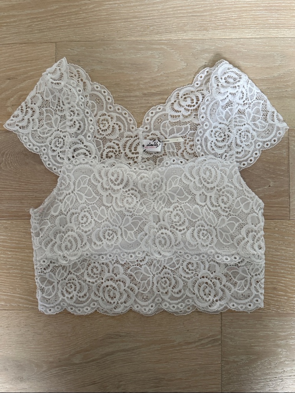 Free People White Floral Lace Crop Top Bralette Size Small